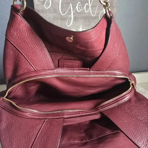 Coach Burgundy Leather Tote and Wallet Set - Picture 3 of 12